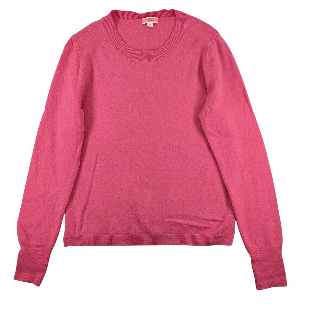 J.Crew Womens 100% Cashmere Crewneck Sweater Pink Sz Medium Long Sleeve Soft Top